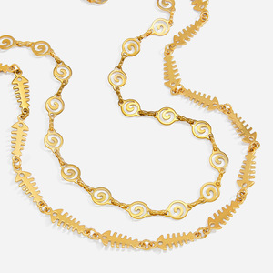 Spiral Fishbone Necklace 18K Gold Stainless Steel Skeleton Design Women's Jewelry Daily Wear Fashion Accessory - Product Image 1