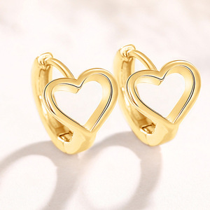 Orecchini a Cerchio con Cuore Vuoto per Donne, Semplici Orecchini a Forma di Cuore, Gioielli di Moda per Uso Quotidiano - Product Image 6