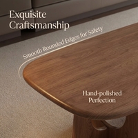 Table basse ovale moderne en bois massif avec base en U sculpturale, mobilier durable et écologique pour salon, bureau, chambre et salle à manger