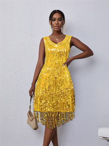 Traje <span class=keywords><strong>de</strong></span> club nocturno elegante para <span class=keywords><strong>mujer</strong></span> europea americana, vestido <span class=keywords><strong>de</strong></span> borla <span class=keywords><strong>de</strong></span> lentejuelas con espejo cruzado para baile y ballet para <span class=keywords><strong>Amazon</strong></span> - Product Image 3