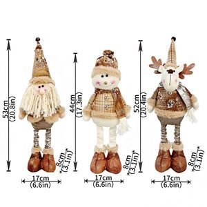 LINGKAI Brown Sequin Retractable Handcrafted Eco-Friendly Christmas Dolls Standing Gnome Snowman Reindeer Plush Figurines <b>Table</b> - Product Image 6