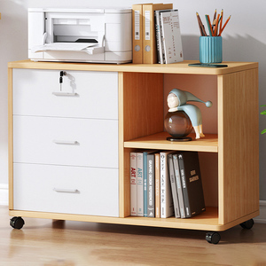 Adjustable Wooden Office Side <strong>Cabinet</strong> with Lock Low Under Desk Storage Unit and Printer Drawer for File Organization - Product Image 4