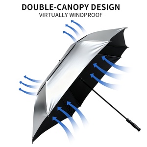 Extra Large 62" Square Golf <b>Umbrella</b> <b>Windproof</b> Auto Open Double Canopy Vents 190T Pongee Business Straight Stick Black - Product Image 4