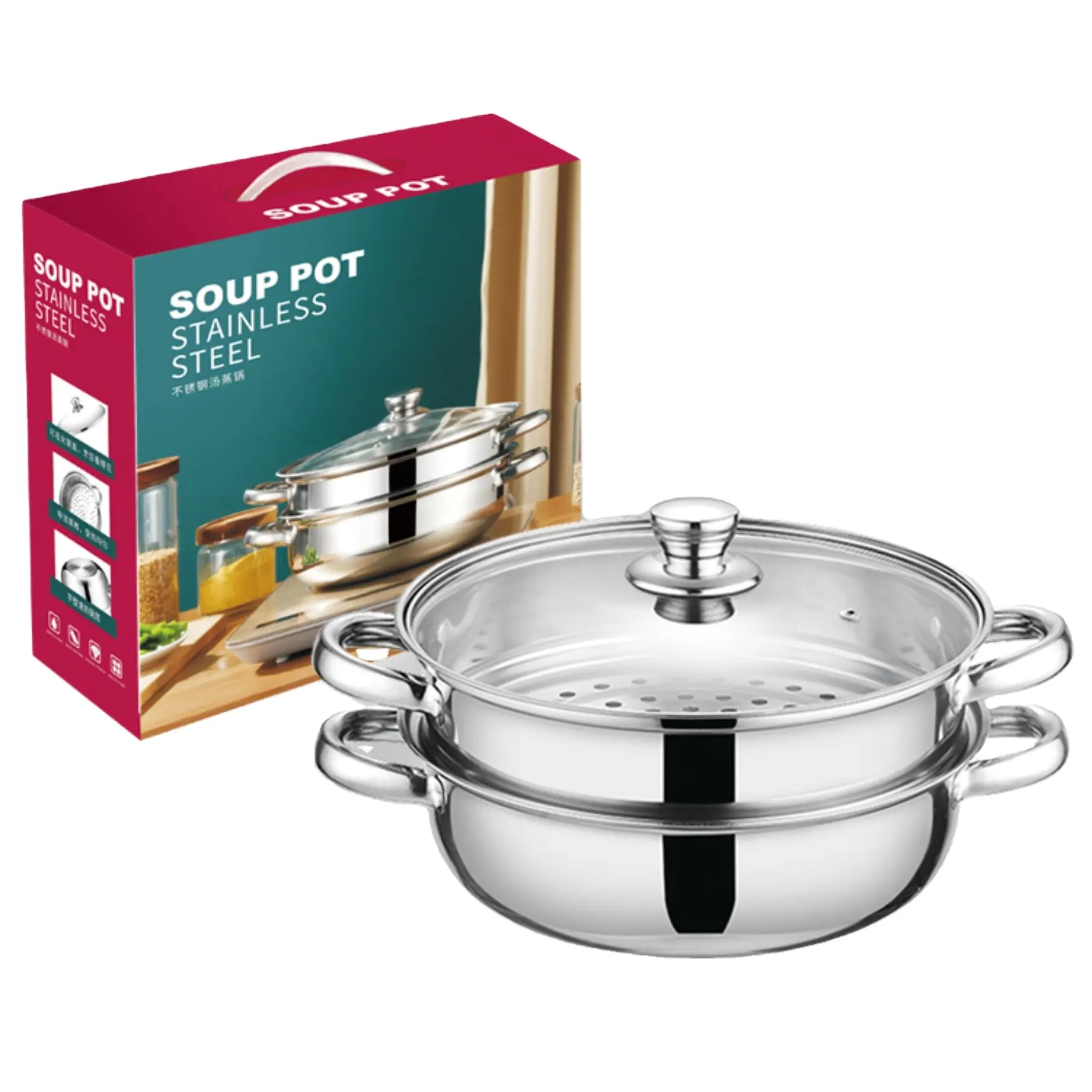 Hot selling stainless steel cookware with glass lid stainless steel cooking pot set