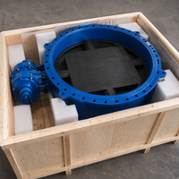 Vanne papillon Waterworks DN500 DN3000 à double bride avec actionnement par boîte de vitesses, joint souple EPDM, PN6/PN10/PN16, fonte ductile/inox