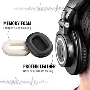 Almohadillas de Repuesto para Auriculares de Proteína Mejorada de Cuero y Espuma de Aislamiento de Ruido, Accesorio para Auriculares DE LA Serie M40x, 1 Unidad - Product Image 4