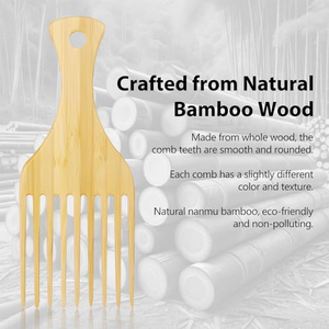 Peigne Afro en Bois de Bambou 100% Naturel avec Logo Personnalisé, Usage Professionnel en Salon, Dents Larges, Tendance pour Cheveux et Barbe - Product Image 5