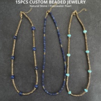 Collier vintage personnalisé en gros, style bohème, en pierres naturelles, turquoise et perles dorées, bijoux ethniques unisexes en pierres précieuses pour boutiques