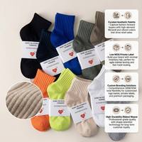 Chaussettes de sport esthétiques en coton côtelé, couleur unie, avec logo personnalisé, certifiées OEKO Tex100, pour streetwear minimaliste et athlétisme