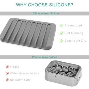 Hot Selling Eco-friendly Modern Self Draining Silicone Soap Tray & Holder with <b>Shower</b> <b>Storage</b> for Bathroom - Product Image 3