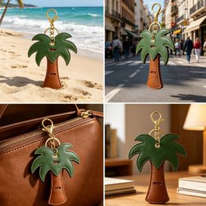 Palm Tree Leather Sunglasses Holder Keychain Style <b>Bag</b> Charm Custom Eyewear Clip Glasses Hanging Accessory - Product Image 3