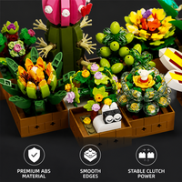 Blocs de construction de plantes succulentes personnalisées, collection botanique, OEM, marque privée, décoration de bureau esthétique, plante en pot DIY, cadeau pour elle
