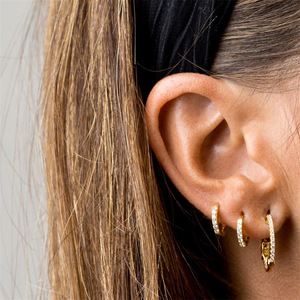 Boucles d'oreilles géométriques rondes en argent sterling S925 micro-incrustées, style européen et américain, tendance et originales - Product Image 4