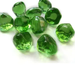 Atacado verde diamante vidro colorido em massa contas de vidro pebble e fogo pit redondo reflexivo bola de vidro