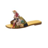 Bunte Bands chleife Trendy Slipper für Mädchen mit flachem Boden, neue Sommer-Damen bekleidung mit Blumen drucken