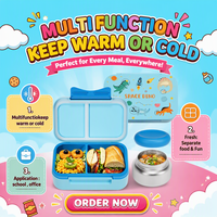 Boîte à lunch tendance 2026 pour enfants, produits alimentaires de luxe, plus de 3 compartiments, couvercle en plastique, gadgets intelligents chauffables