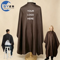 Cape de coiffure antistatique imperméable en polyester marron foncé personnalisable avec logo, résistante à l'eau et aux blanchiteurs, pour salon de coiffure et barbier – Meilleure vente