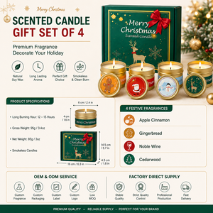 Ensemble de bougies en boîte de Noël, <span class=keywords><strong>4</strong></span> pièces, bougies parfumées, boîte cadeau, parfum personnalisé, fournisseur en gros - Product Image 3