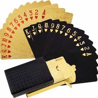 Cartes à jouer Oracle personnalisées en plastique noir et or avec logo imprimé, imperméables, face avant et arrière vierges, dans une boîte en plastique
