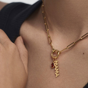 AP029 Joyería Fina de Moda DIY, Colgante de Plata de Ley 925 con Forma de Letra MAMA Brillante para Collar, Regalos para el Día de la Madre y San Valentín - Product Image 5