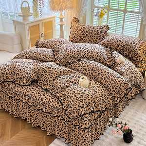 Korean Style Washed Cotton Quilted Bedding Set Ruffled Princess <b>Bed</b> Skirt Duvet <b>Cover</b> Pillowcases Thick Cotton - Product Image 6