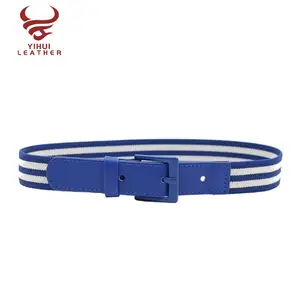 Groothandel New Arrivals 2022 Riemen Elastische Pu Blauw Geschilderd Logo Jongen Kid Stretch Riem