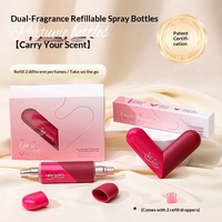 Flacon pulvérisateur haut de gamme rechargeable deux-en-un à double tête, estampage à chaud, spray buccal, répulsif anti-moustiques, format voyage mini
