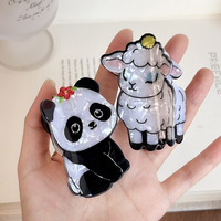 Pinces à cheveux personnalisées en PVC, série animaux mignons, motifs mouton, renard, chat, panda, hérisson
