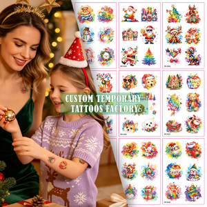 Tatuajes Temporales Navideños para Niños, Pegatinas de Papel para la Cara, Resistentes al Agua, Diseños de Santa Claus con Efecto de <span class=keywords><strong>Acuarela</strong></span>, Arte Corporal para Fiestas - Product Image 2