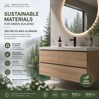 Meuble-lavabo de salle de bain en aluminium spatial imperméable sur mesure pour les projets hôteliers et résidentiels en Suède, Norvège, Danemark, Finlande