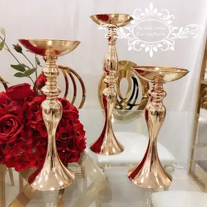 Sắt mạ điện vàng sáng bóng chất lượng cao đám cưới centerpieces bảng Top trang trí