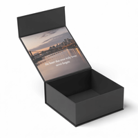 Caja de papel de regalo magnética negra reciclable cajas de ropa de sombrero de embalaje de cartón rígido con imán de logotipo personalizado vacío