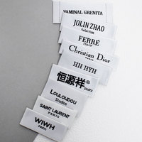 Étiquettes de vêtements tissées personnalisées avec logo de marque, texture satinée pliée, damassée, pour couture au col