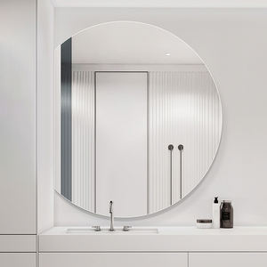 <span class=keywords><strong>Miroir</strong></span> de salle de bain de 24 pouces <span class=keywords><strong>grand</strong></span> <span class=keywords><strong>cercle</strong></span> irrégulier argenté mural <span class=keywords><strong>miroir</strong></span> <span class=keywords><strong>demi</strong></span>-rond Led pour vanité - Product Image 5