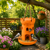 Mangeoire à oiseaux suspendue d'extérieur en plastique, design château, pour oiseaux sauvages, pour la décoration du jardin, de la cour et du balcon