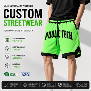 Manufacturer Custom Applique Logo Streetwear Sports Running Gym Embroidery Man Plus Size Basketball <b>Men's</b> Mesh <b>Shorts</b> for <b>Men</b> - Product Image 1