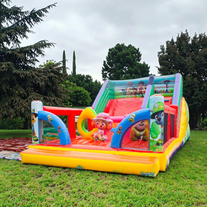 Venta caliente perro de dibujos animados castillo inflable tobogán de agua con Pared de escalada Combo Casa de rebote al por mayor castillo hinchable para niños - Product Image 1