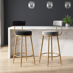 Chaises de bar nordiques tendance, dorées, simples, modernes, pour bar, café, salon de thé, tabourets luxueux à pieds hauts - Product Image 1
