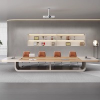 Meubles de bureau modernes en bois et MDF, table de réunion et ensemble de chaises, table de conférence pour 12 personnes