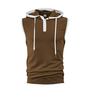 Débardeur de sport pour homme, personnalisable, été, séchage rapide, couleur unie, sans manches, à capuche - Product Image 6