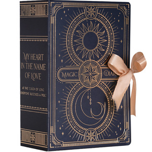 Scatola <span class=keywords><strong>Regalo</strong></span> Vintage a Forma di Libro con Stampa Sole e Luna in Lamina d'Oro, Scatola Rigida in Cartone con Chiusura Magnetica per Tarocchi e Regali - Product Image 1