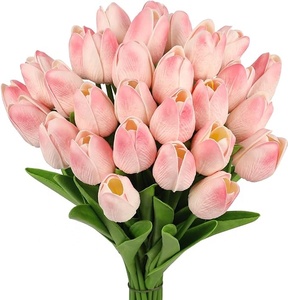 Flores artificiales tallos de tulipán de imitación sensación Real PU tulipanes <span class=keywords><strong>amarillo</strong></span> aspecto Real flores falsas decoración de fiesta a granel - Product Image 5