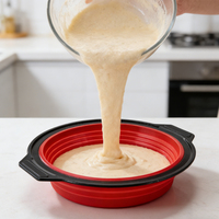 Moule à gâteau rond en silicone pliable sans BPA avec cadre métallique, antiadhésif, pour gâteaux, pizzas, pain - Vente en gros