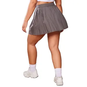 Của phụ nữ rắn màu giản dị cầu lông thể thao váy cơ bản đồng bằng cotton thể thao xếp li Mini quần vợt váy cho cô gái