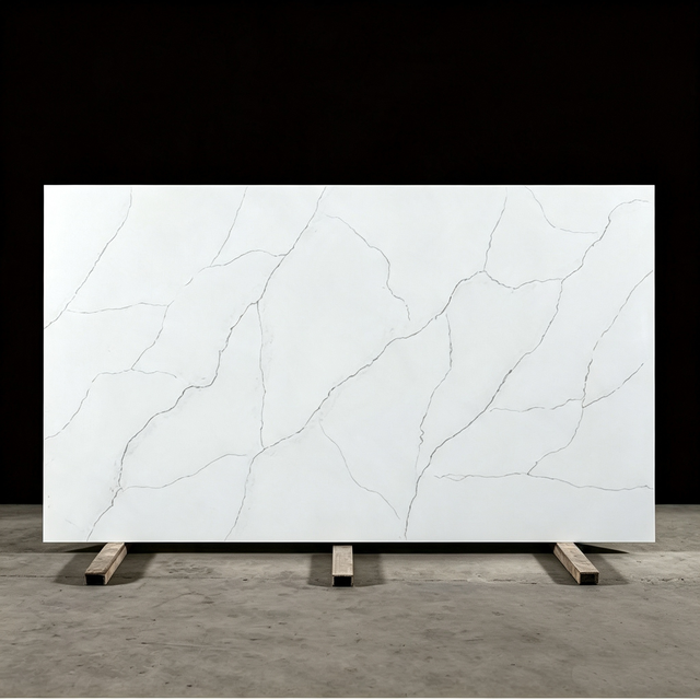 White Quartz Stone Slab Marble Look Quartz Countertop for Kitchen Bathroom Vanity