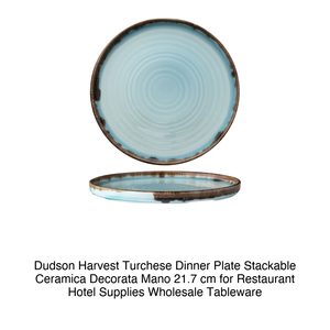 Assiette plate Harvest Turquoise Ø 21,7 cm empilable en céramique décorée à la main Dudson - Product Image 2