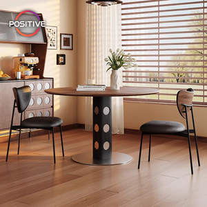 Mesa de comedor de madera maciza creativa de estilo Medieval, redonda, Retro, pequeña, para el hogar, minimalista, moderna, mesa de comedor, 2017 - Product Image 1