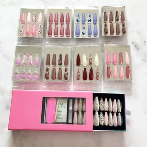 Caja de embalaje <span class=keywords><strong>con</strong></span> logotipo personalizado, Etiqueta Privada para <span class=keywords><strong>uñas</strong></span> postizas, cubierta completa de lujo, arte de brillo largo, prensa personalizada para <span class=keywords><strong>uñas</strong></span>, <span class=keywords><strong>2021</strong></span> - Product Image 1