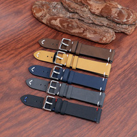 Correas de Reloj Lionorm Vintage de Cuero Crazy Horse, Hechas a Mano con Costuras, Liberación Rápida, Hebilla de Pin, 18, 20, 22 mm