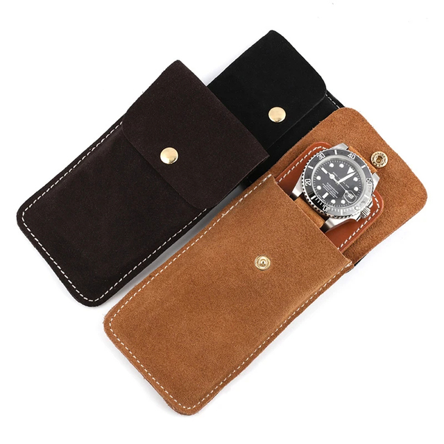 MingFung New Design Vintage Leather Handmade Portable Small Watch Strap Storage Bag Multi-color 1 Slot Watch Box Customized Logo